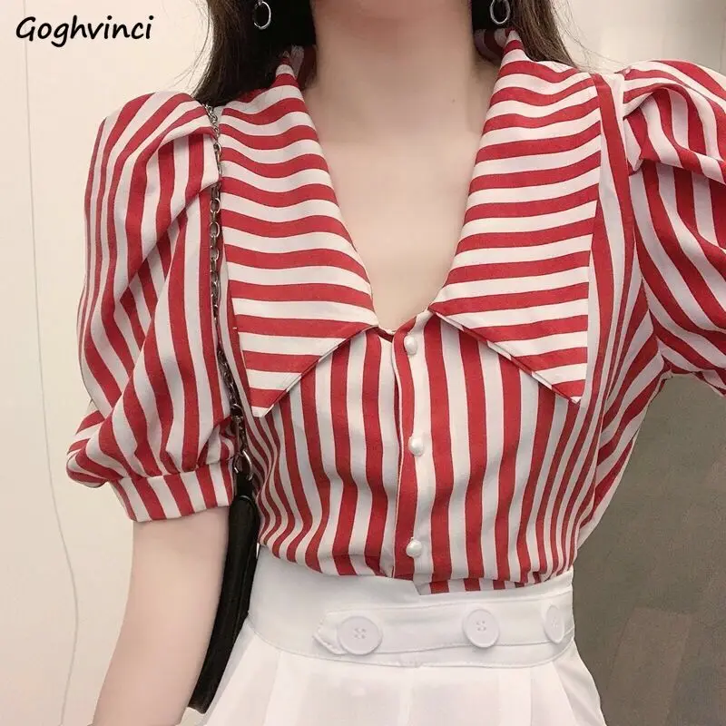 Shirts Women Striped Design Slim Crop Top Puff Sleeve Thin Summer Sweet Elegant Holiday College Casual Korean Style Рубашки Ins
Shirts Women Striped Design Slim Crop Top Puff Sleeve Thin Summer Sweet Elegant Holiday College Casual Korean Style Рубашки Ins