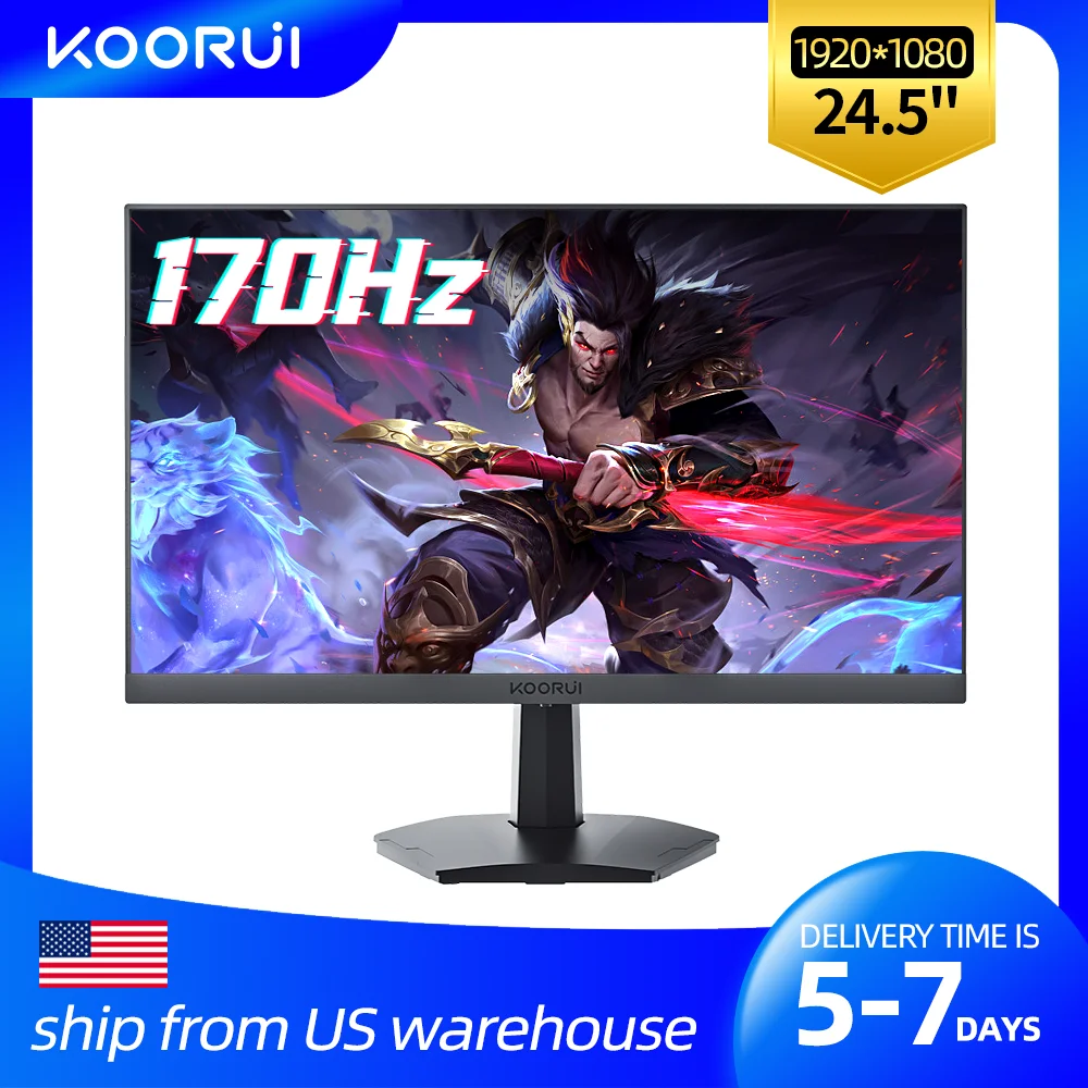 

KOORUI 24.5 Inch Gaming Monitor Computer Monitors FHD (1920 x 1080) 170Hz VA 2ms FreeSync G-Sync Compatible