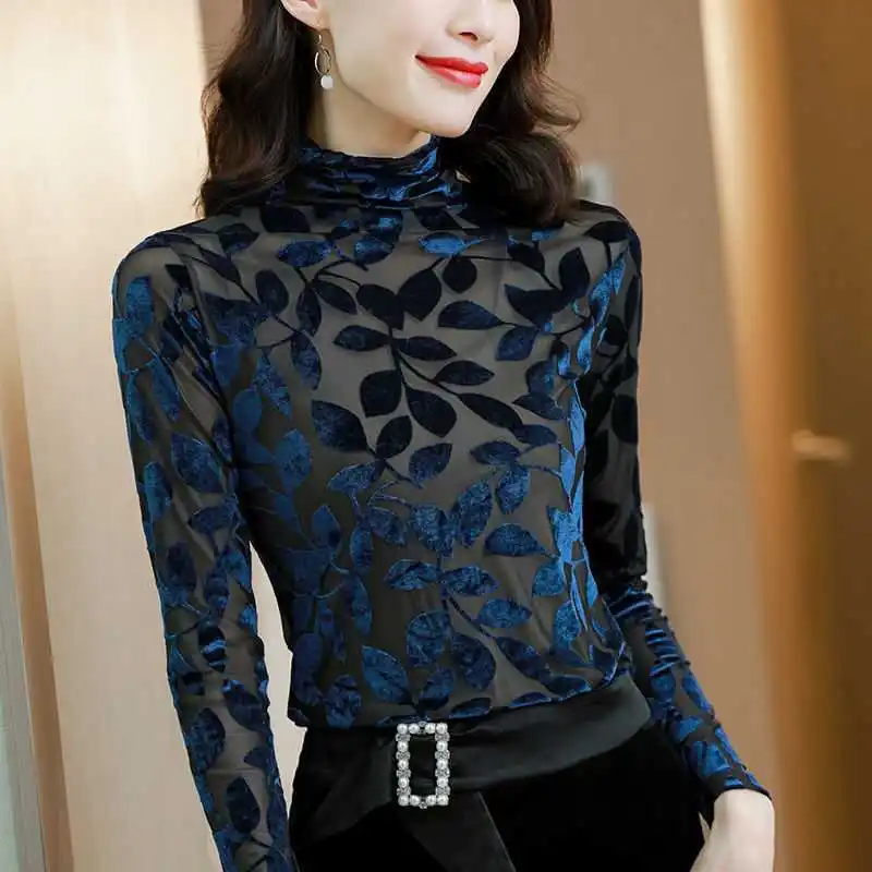 Bottoming Shirt Women's Turtleneck Velvet 2022 New Long-sleeved T-shirt All-match Mesh Thin Top women clothing
Bottoming Shirt Women's Turtleneck Velvet 2022 New Long-sleeved T-shirt All-match Mesh Thin Top women clothing