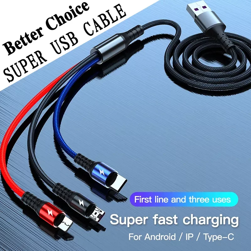 3 In 1 Cable for IPhone 13 12 11 XS X 8 7 6 Android Type-c Mobile Phone Multi-function Usb One Dragging Three Data Charge Cable
3 In 1 Cable for IPhone 13 12 11 XS X 8 7 6 Android Type-c Mobile Phone Multi-function Usb One Dragging Three Data Charge Cable