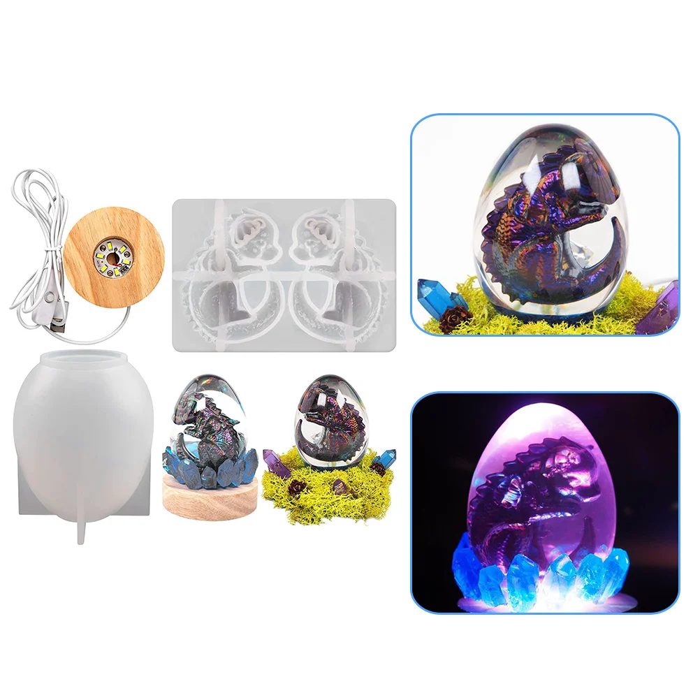Dinosaur Night Light Mold Silicone Resin Crafts Lighted Base DIY Lamp Egg Shaped Silica Gel Tabletop Decors Dragon Epoxy
Dinosaur Night Light Mold Silicone Resin Crafts Lighted Base DIY Lamp Egg Shaped Silica Gel Tabletop Decors Dragon Epoxy