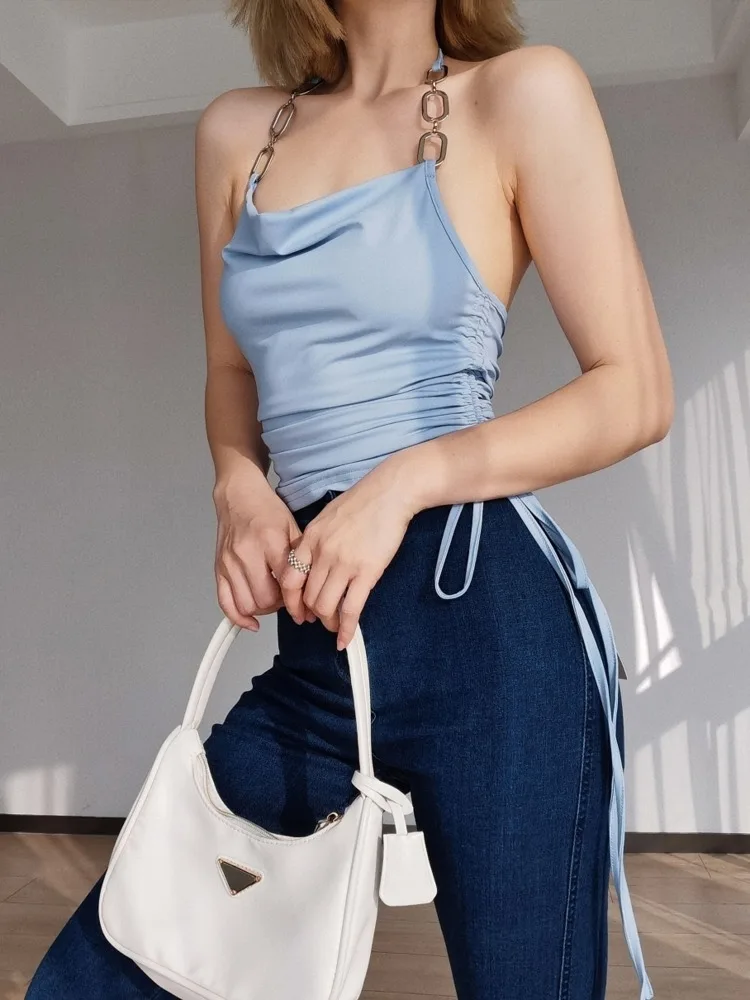 Women's Fashion Short Tank Tops Casual Trend Style European Style 2022 New Solid Color Sexy Chain Camisole Y314
Women's Fashion Short Tank Tops Casual Trend Style European Style 2022 New Solid Color Sexy Chain Camisole Y314
