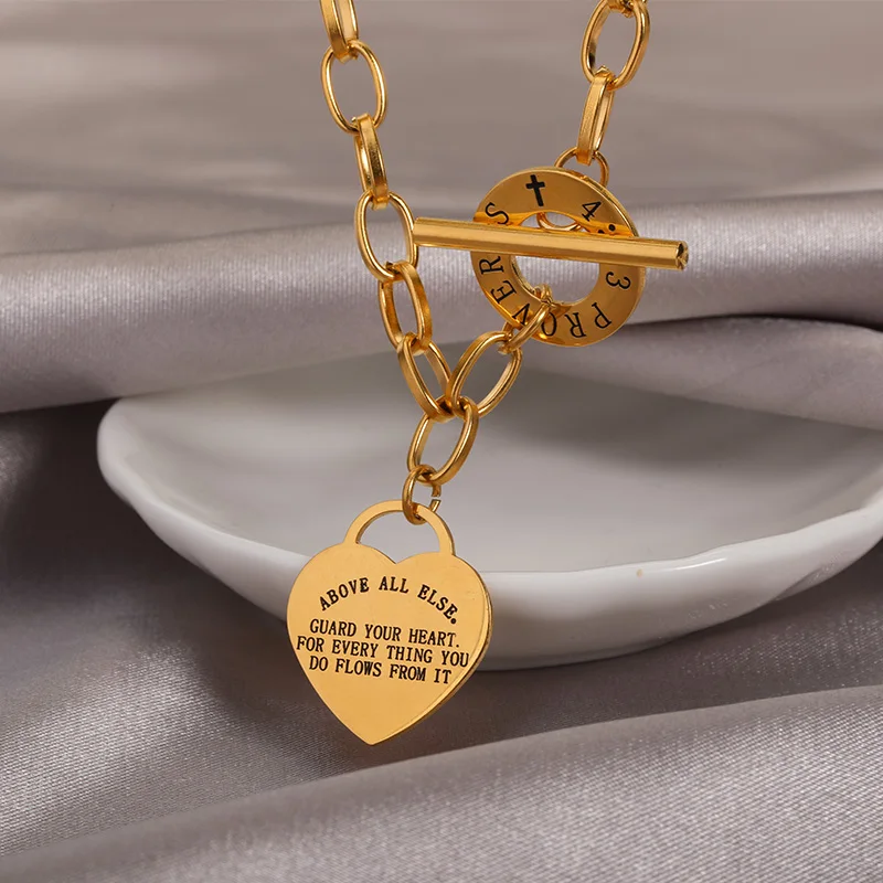 Gold Engraving Above All Else Letter Heart Lock Pendant Necklaces For Women Stainless Steel OT buckle Cross Choker Jewelry Gifts
Gold Engraving Above All Else Letter Heart Lock Pendant Necklaces For Women Stainless Steel OT buckle Cross Choker Jewelry Gifts