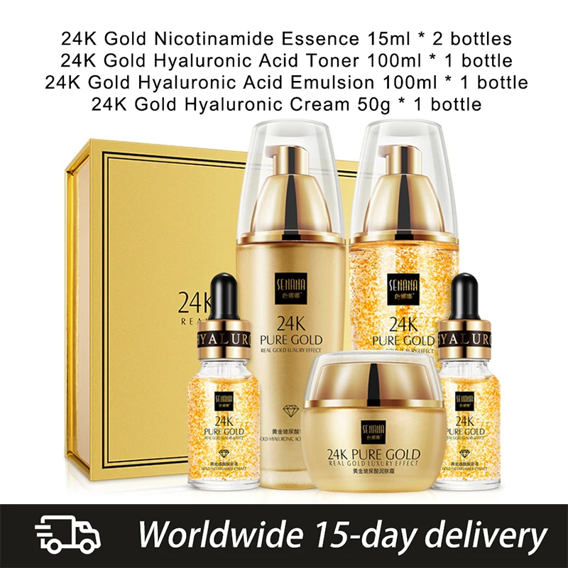 Набор для ухода за кожей 24K Gold никотинамид эсенция для лица коллагеновый крем для лица укрепляющий антивозрастной Осветляющий крем для глаз...
Набор для ухода за кожей 24K Gold никотинамид эсенция для лица коллагеновый крем для лица укрепляющий антивозрастной Осветляющий крем для глаз...