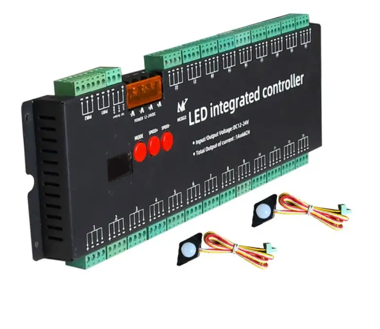 DC12-24V 22CH PIR Sensor Stair Light Controller 1 1 groups Pixels strip light WS2811 UCS1903 and 22 groups RGB Tape SMD5050
DC12-24V 22CH PIR Sensor Stair Light Controller 1 1 groups Pixels strip light WS2811 UCS1903 and 22 groups RGB Tape SMD5050