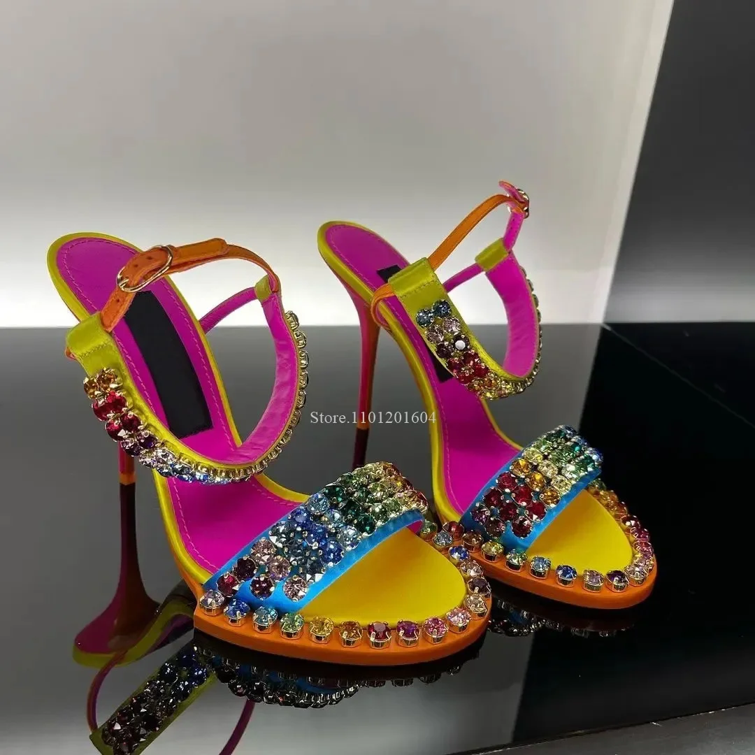 Women Color Crystal Sandals Rhinestone String Bead Diamond Lace-Up Buckleopen Pointed Toe Thin Heels Mixed Fashion Shoes
Women Color Crystal Sandals Rhinestone String Bead Diamond Lace-Up Buckleopen Pointed Toe Thin Heels Mixed Fashion Shoes