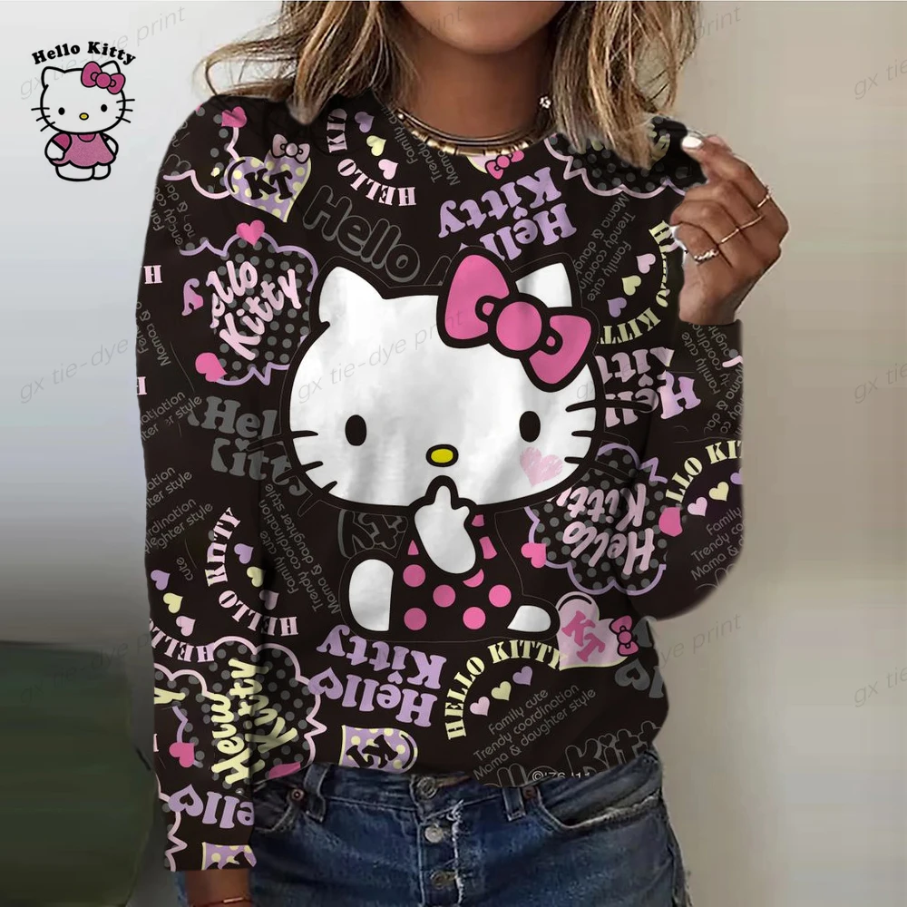Hello Kitty Cartoon print Fashion Casual Long-sleeved T-Shirt Retro Classic O-Neck Pullover Tops Women Street Tshirt
Hello Kitty Cartoon print Fashion Casual Long-sleeved T-Shirt Retro Classic O-Neck Pullover Tops Women Street Tshirt