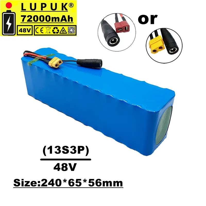 48V lithium ion battery pack, 13s3p, 72AH, 1000W, XT60 plug-in or T plug-in interface, with BMS, for bicycles and electric cars
48V lithium ion battery pack, 13s3p, 72AH, 1000W, XT60 plug-in or T plug-in interface, with BMS, for bicycles and electric cars