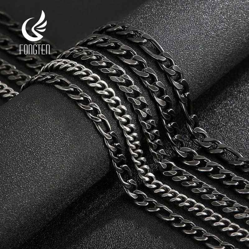Fongten Wide Cuban Chain Hip Hop Men Necklace Vintage Black Metal Stainless Steel Rock Band Figaro Chain Necklaces For Men Gifts
Fongten Wide Cuban Chain Hip Hop Men Necklace Vintage Black Metal Stainless Steel Rock Band Figaro Chain Necklaces For Men Gifts