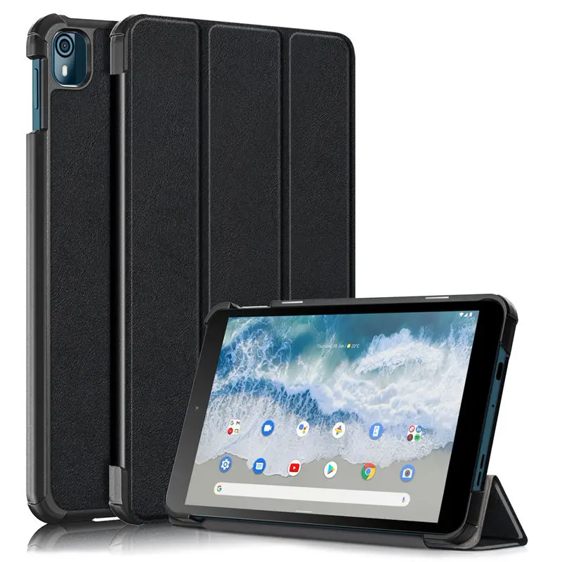 

Tri-Folded Stand Funda For Nokia T10 Case TA-1503 TA-1472 TA-1462 TA-1457 8" Tablet PC Magnetic Cover with Hard Back Shell