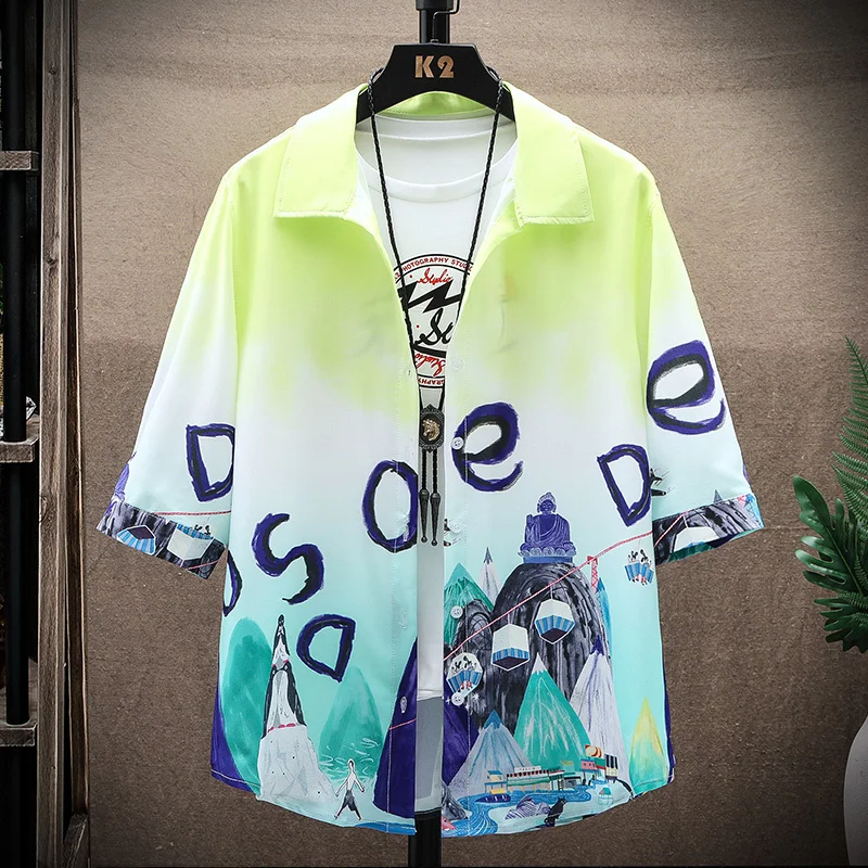 Мужская Летняя Пляжная футболка с принтом, Повседневная шикарная футболка с отложным воротником и коротким рукавом, мужская одежда в стиле ...
Мужская Летняя Пляжная футболка с принтом, Повседневная шикарная футболка с отложным воротником и коротким рукавом, мужская одежда в стиле ...