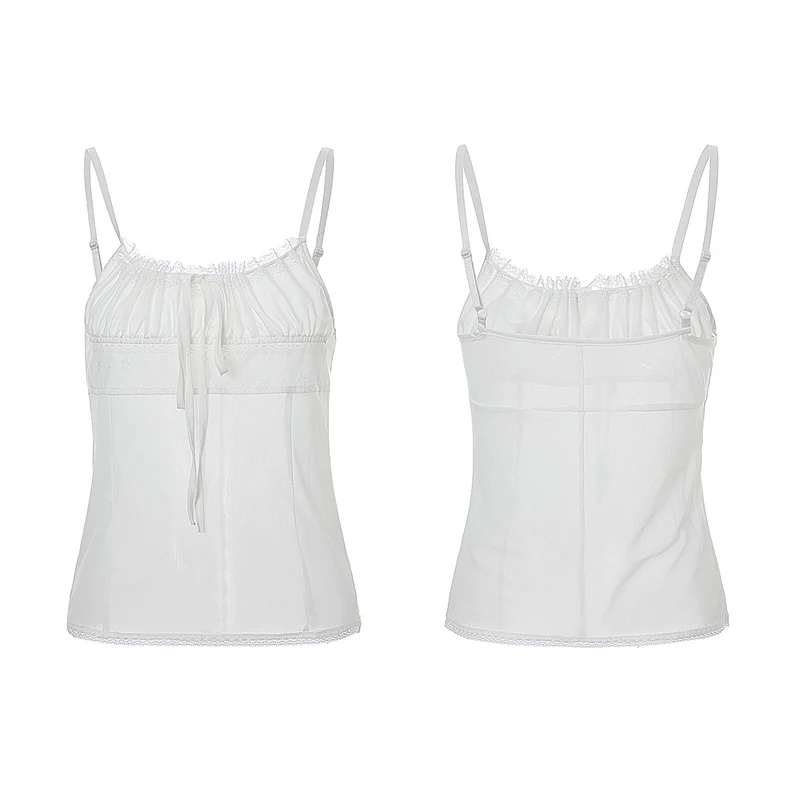Women Y2K Vintage White Camisole Summer Adult Solid Color Sleeveless Backless Tie-Up Mesh Spaghetti Strap Crop Tops Female Vest
Women Y2K Vintage White Camisole Summer Adult Solid Color Sleeveless Backless Tie-Up Mesh Spaghetti Strap Crop Tops Female Vest