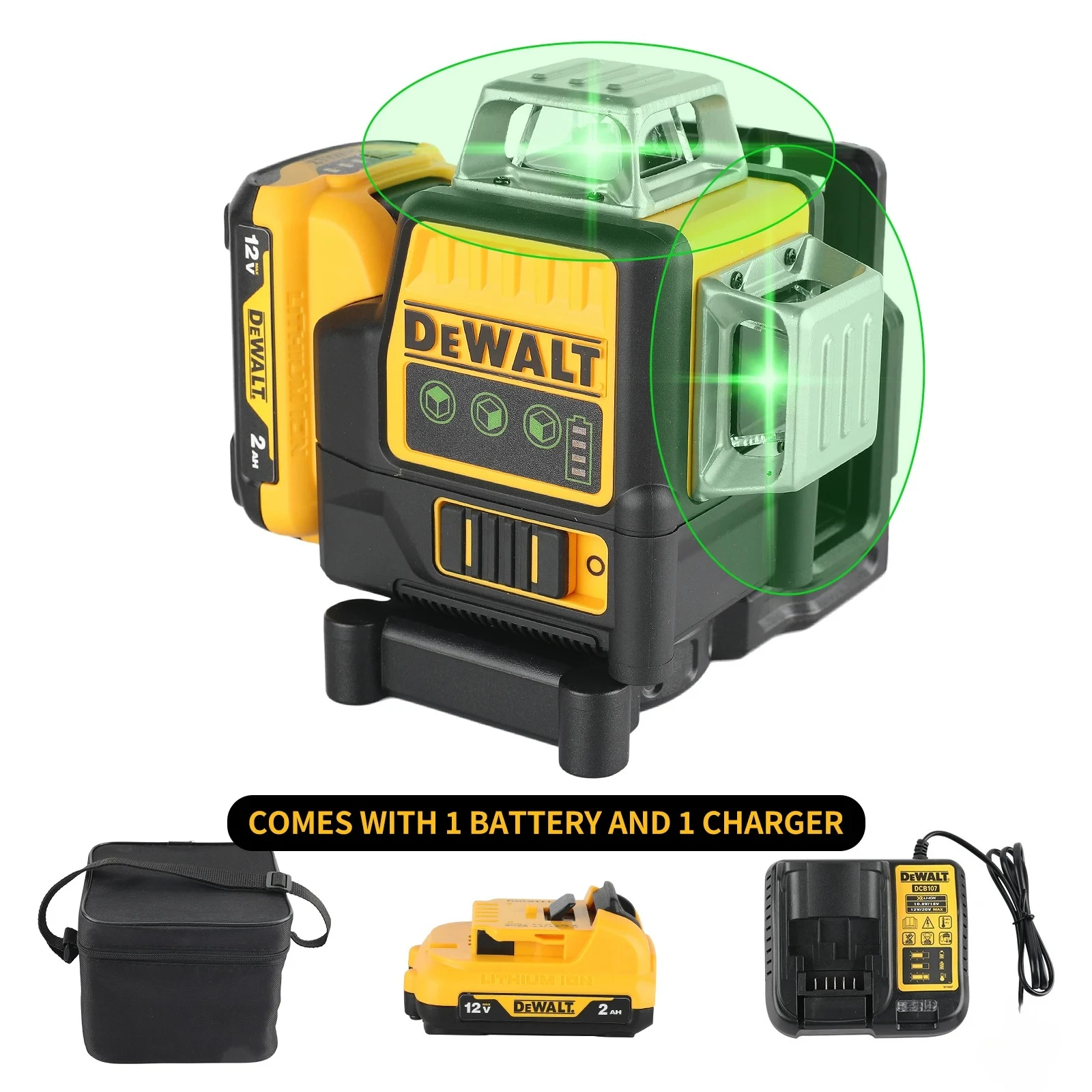 DEWALT 20V MAX Зеленый лазерный уровень 3 линии 360°
DEWALT 20V MAX Зеленый лазерный уровень 3 линии 360°