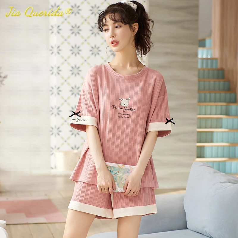 Pjs Women Summer New Soft Cotton Sleepwear for Teen Girls Fashion Lady Homewear Short Sleeve Sleep Tops Cotton Cute Pajamas Set
Pjs Women Summer New Soft Cotton Sleepwear for Teen Girls Fashion Lady Homewear Short Sleeve Sleep Tops Cotton Cute Pajamas Set