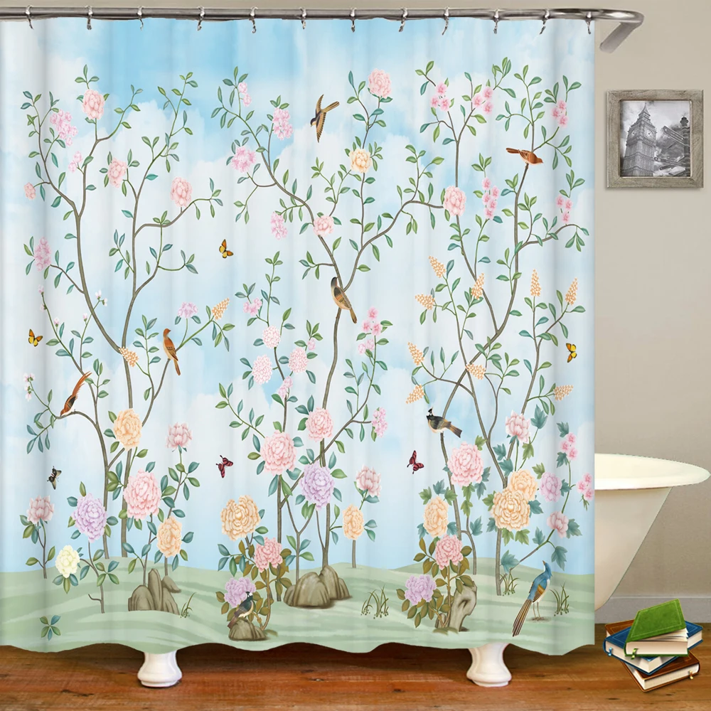 3d Chinese style flowers birds printed bathroom shower curtain polyester waterproof fabric bathroom curtain decorate with hook
3d Chinese style flowers birds printed bathroom shower curtain polyester waterproof fabric bathroom curtain decorate with hook