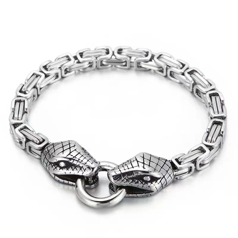 New Stainless Steel Snake Head King Chain Bracelet Fashion Punk Men's Women's Jewelry
New Stainless Steel Snake Head King Chain Bracelet Fashion Punk Men's Women's Jewelry