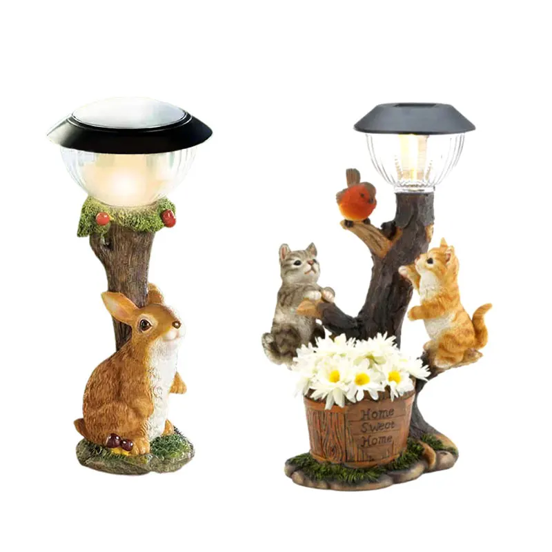 

Exquisite Cartoon Animal Statue Cute Squirrel Craft Ornaments Solar Lights Emitting Figurines Gift For Home Garden Room Decor