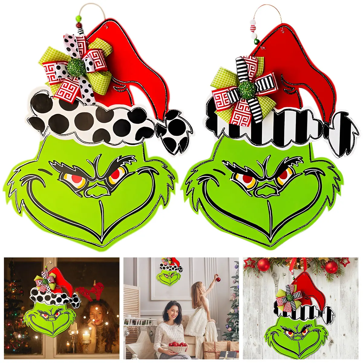 Door Hanging Decor Wooden Green Monster with Red Hat Door Sign Cute Cartoon Door Plaque Ornament Funny Christmas Party
Door Hanging Decor Wooden Green Monster with Red Hat Door Sign Cute Cartoon Door Plaque Ornament Funny Christmas Party
