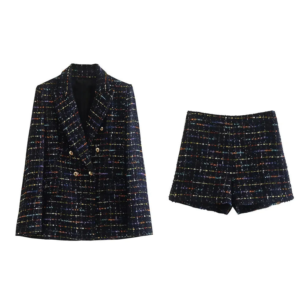 PB&ZA New Women's jacket Double Breasted Texture Blazer Coat Vintage Long Sleeve Female Outerwear Chic Femme+ Shorts2 Piece Sets
PB&ZA New Women's jacket Double Breasted Texture Blazer Coat Vintage Long Sleeve Female Outerwear Chic Femme+ Shorts2 Piece Sets