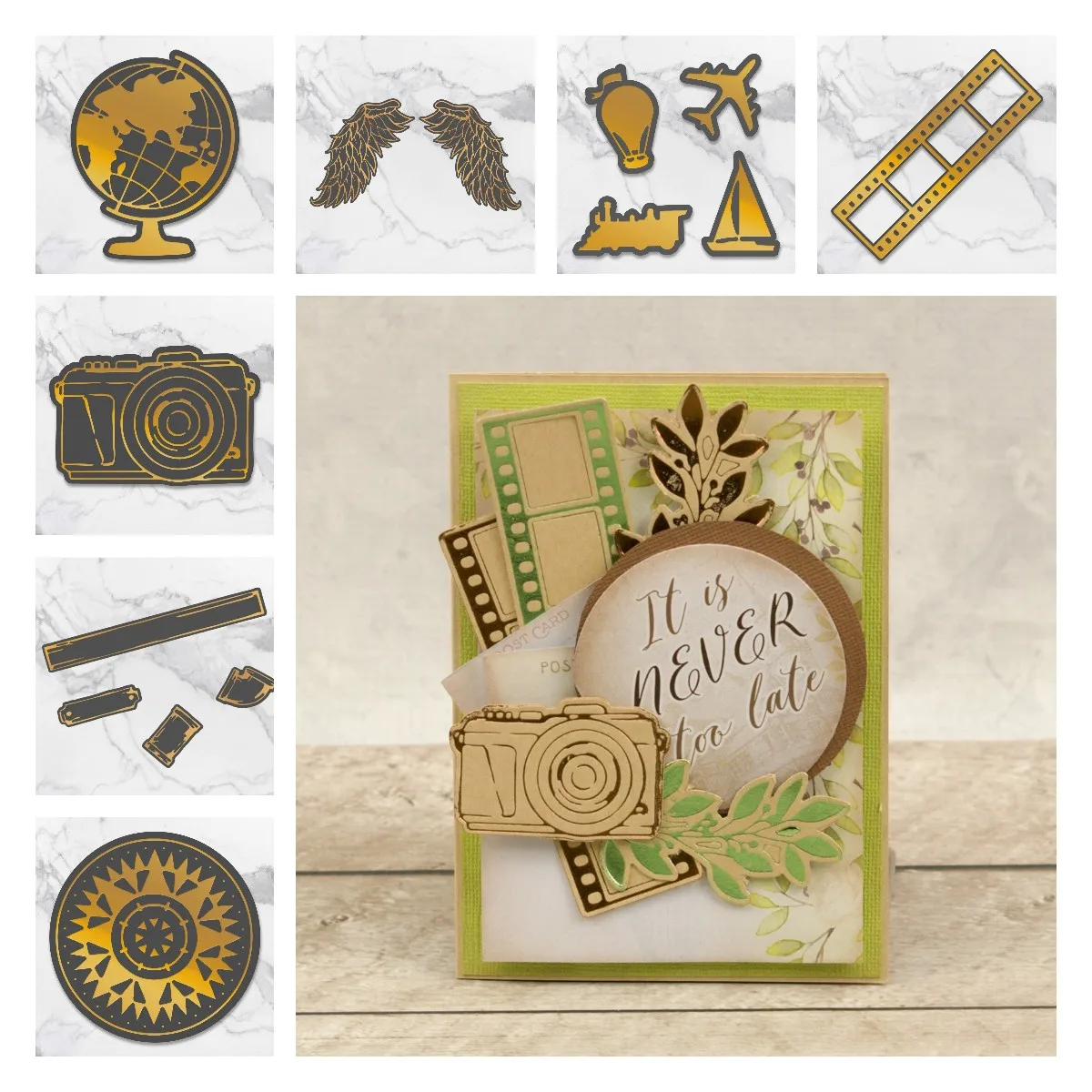 Filmstrip Globe Snapshot Adventure Compass Open Wings Piping Metal Cutting Dies Scrapbook Diy Gift Card Decorate Emboss Hot Foil
Filmstrip Globe Snapshot Adventure Compass Open Wings Piping Metal Cutting Dies Scrapbook Diy Gift Card Decorate Emboss Hot Foil