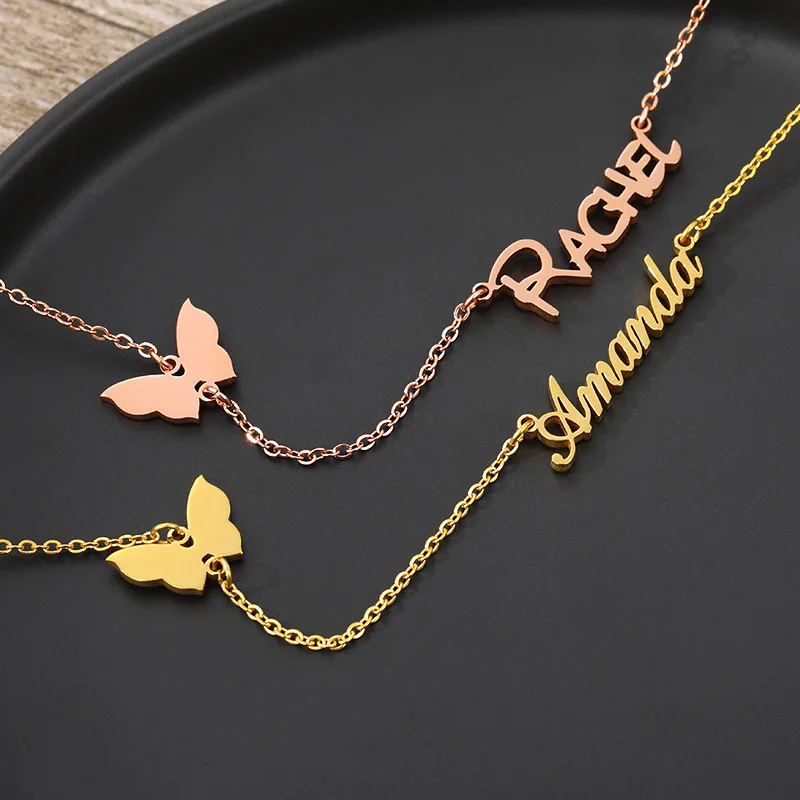 NOKMIT Personalized Custom Stainless Steel Name Necklace With Butterfly For Women Letter Gold Color Choker Customized Jewelry
NOKMIT Personalized Custom Stainless Steel Name Necklace With Butterfly For Women Letter Gold Color Choker Customized Jewelry