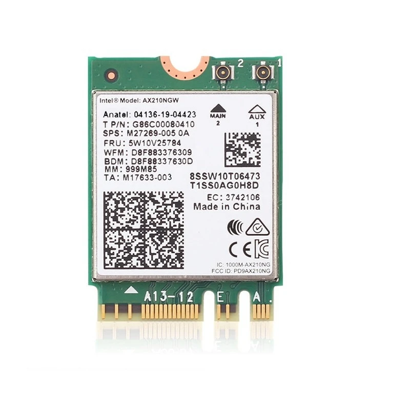 AX210NGW WIFI6E Network Card 5374M 5G Dual Band Wireless Network Adapter Bluetooth 5.2 For Laptop NGFF M2
AX210NGW WIFI6E Network Card 5374M 5G Dual Band Wireless Network Adapter Bluetooth 5.2 For Laptop NGFF M2
