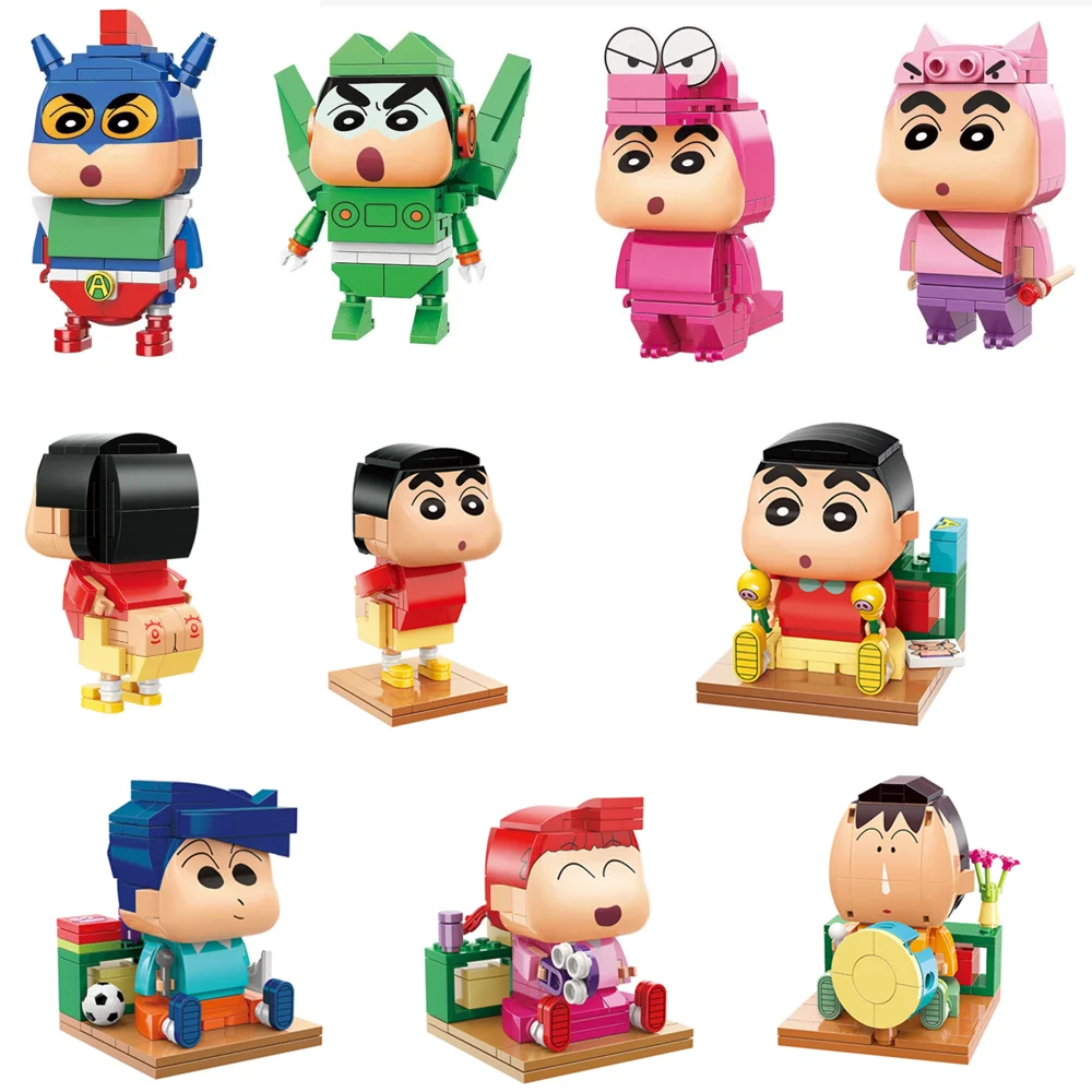 

9 New BrickHeadz Anime Crayon Shin-chan Figures Cartoon Building Blocks Model Bricks Funny Dolls Kids Toys Children Gift