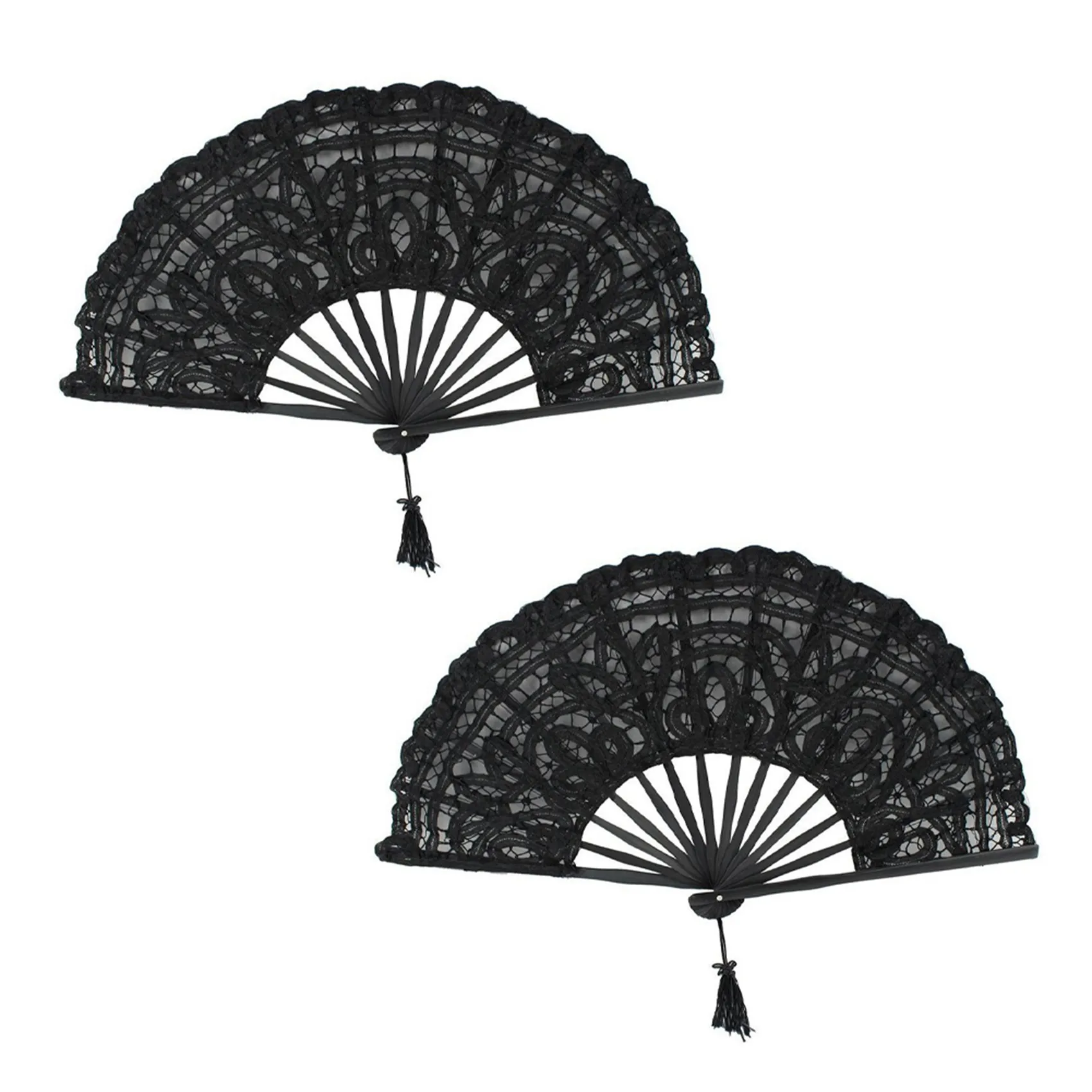 2X Handmade Cotton Lace Folding Hand Fan for Party Bridal Wedding Decoration (Black)
2X Handmade Cotton Lace Folding Hand Fan for Party Bridal Wedding Decoration (Black)