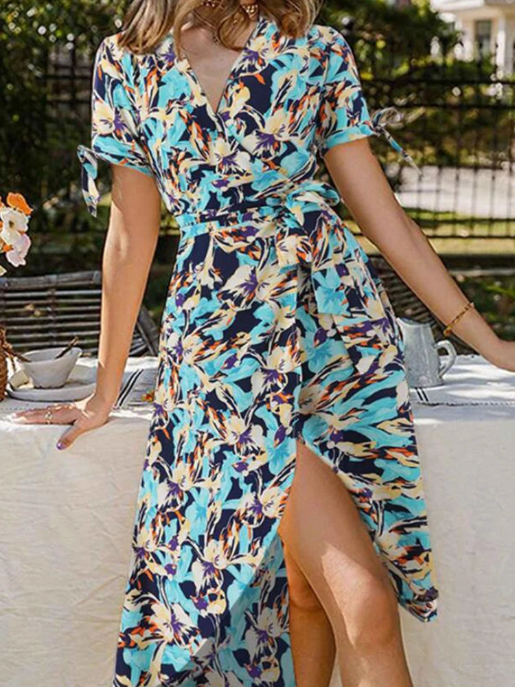 Sexy V-Neck Lace-up Mid Dress 2022 Summer Elegant Slit Irregular Bohe Party Dress Women Casual Short Sleeve Beach Dress Vestidos
Sexy V-Neck Lace-up Mid Dress 2022 Summer Elegant Slit Irregular Bohe Party Dress Women Casual Short Sleeve Beach Dress Vestidos