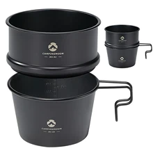 Camping Black Cup With Steamer Titanium Coating Outdoor Bowl Home Kitchen Steam Pot Stainless Steel Steamer