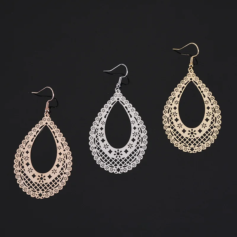 Fashion Water Drops-shaped Hollow Flower Pattern Earrings for Women Ethnic Style Charms Jewelry Statement Earrings Popular Gifts
Fashion Water Drops-shaped Hollow Flower Pattern Earrings for Women Ethnic Style Charms Jewelry Statement Earrings Popular Gifts