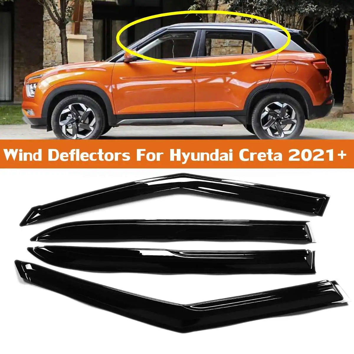 4PCS Car Side Window Wind Deflectors Tinted Window Visors Sun Rain Guard Vent Deflectors Shelters For Hyundai For Creta 2021+
4PCS Car Side Window Wind Deflectors Tinted Window Visors Sun Rain Guard Vent Deflectors Shelters For Hyundai For Creta 2021+