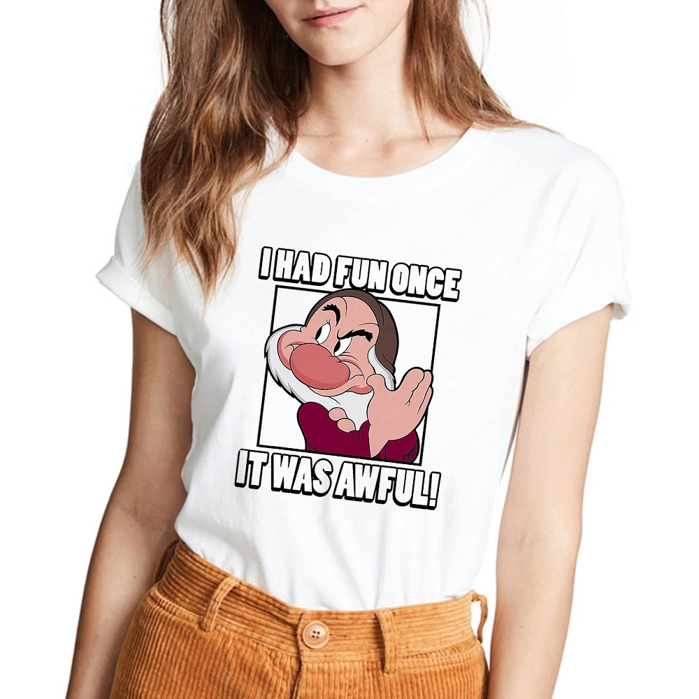 Disney Classic Cartoon Seven Dwarfs T-shirts Woman Summer Basic Casual Tops White O-neck Blouses Women's Clothes Free Shipping
Disney Classic Cartoon Seven Dwarfs T-shirts Woman Summer Basic Casual Tops White O-neck Blouses Women's Clothes Free Shipping