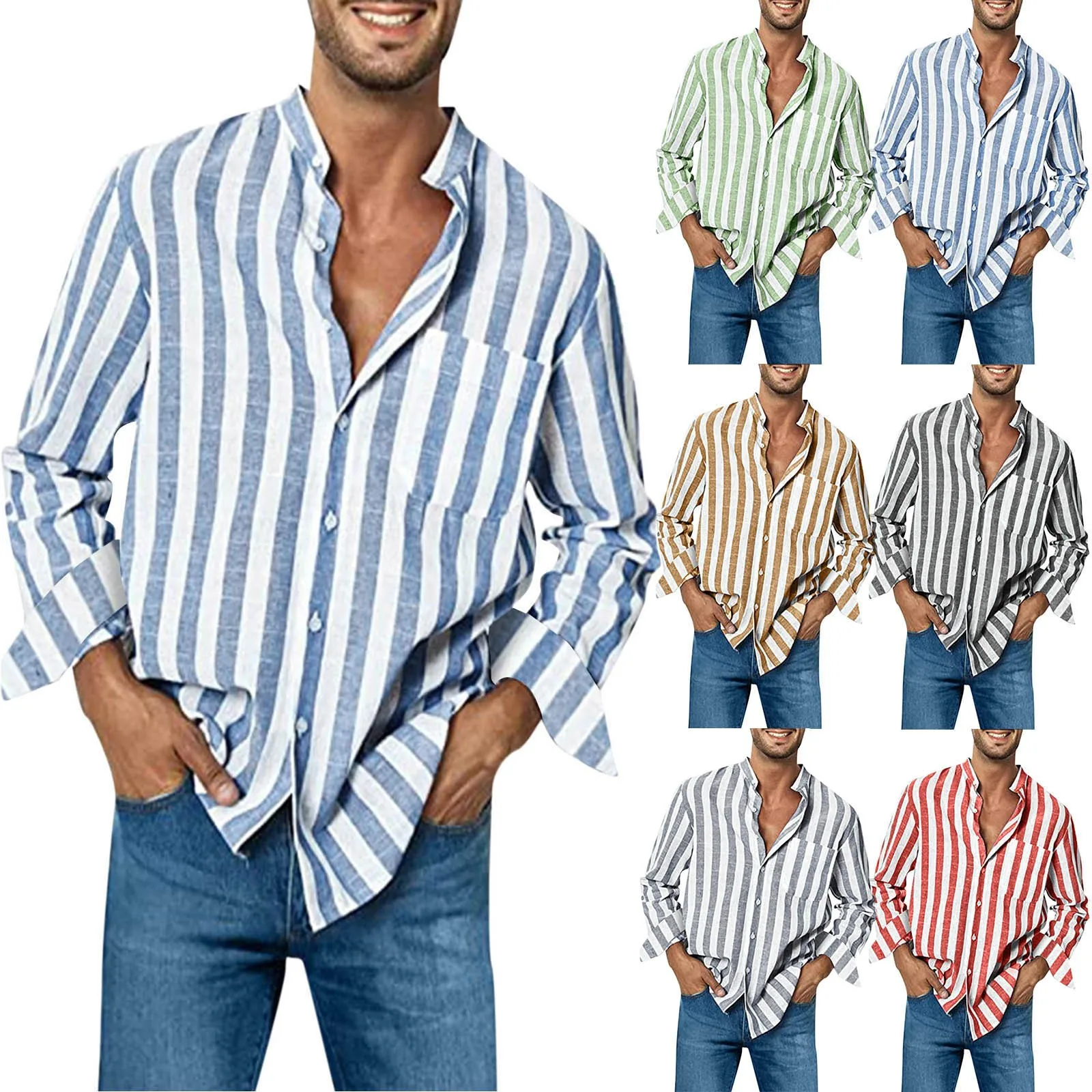2023 Brand Cotton Linen Men's Long-sleeved Shirts Blouse Casual Button Up Stripes Shirts Male Autumn Tops Loose Blusas Рубашки
2023 Brand Cotton Linen Men's Long-sleeved Shirts Blouse Casual Button Up Stripes Shirts Male Autumn Tops Loose Blusas Рубашки