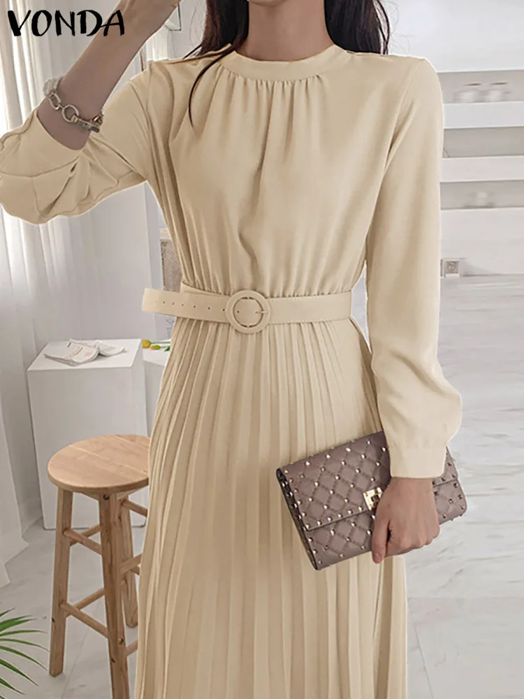 VONDA Female Casual Office Long Sleeve Solid High Waist Pleated Dress Long Sundress A-Line Robe Women Elegant Vestidos Oversize
VONDA Female Casual Office Long Sleeve Solid High Waist Pleated Dress Long Sundress A-Line Robe Women Elegant Vestidos Oversize