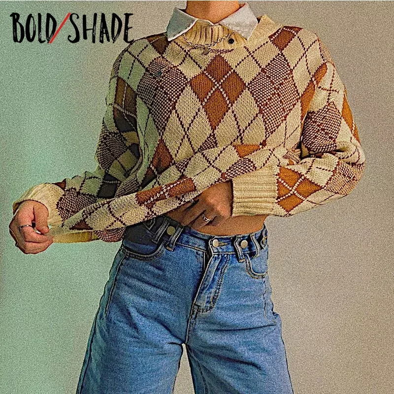 NEW 2023 Shade Y2K Goblincore Pullover Sweaters Argyle Print Patchwork Crewneck Tricot Brown Sweater Indie Grunge Fashion Women
NEW 2023 Shade Y2K Goblincore Pullover Sweaters Argyle Print Patchwork Crewneck Tricot Brown Sweater Indie Grunge Fashion Women