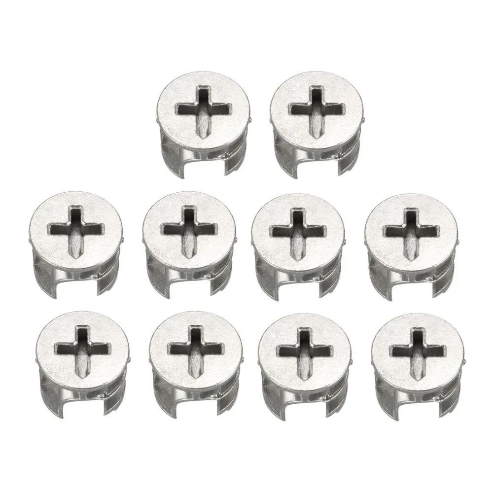 

Uxcell New Hot 10pcs Furniture Side Connecting 15 x 12mm Cam Fitting Dowel Pre-inserted Nut Furniture Cam Lock Nut Fastener