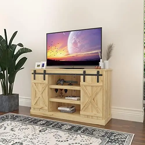 Farmhouse Sliding Barn Door TV Stand for TVs up to 65 Inches TV, Wood Rustic Style Big Storage Cabinet Entertainment Certer Medi
Farmhouse Sliding Barn Door TV Stand for TVs up to 65 Inches TV, Wood Rustic Style Big Storage Cabinet Entertainment Certer Medi