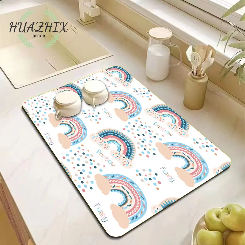 Cartoon Rainbow Drain Pad Kitchen Super Absorption Diatom Mud Quick Drying Mat Tableware Coffee Bar Placemat Home Decoration
Cartoon Rainbow Drain Pad Kitchen Super Absorption Diatom Mud Quick Drying Mat Tableware Coffee Bar Placemat Home Decoration