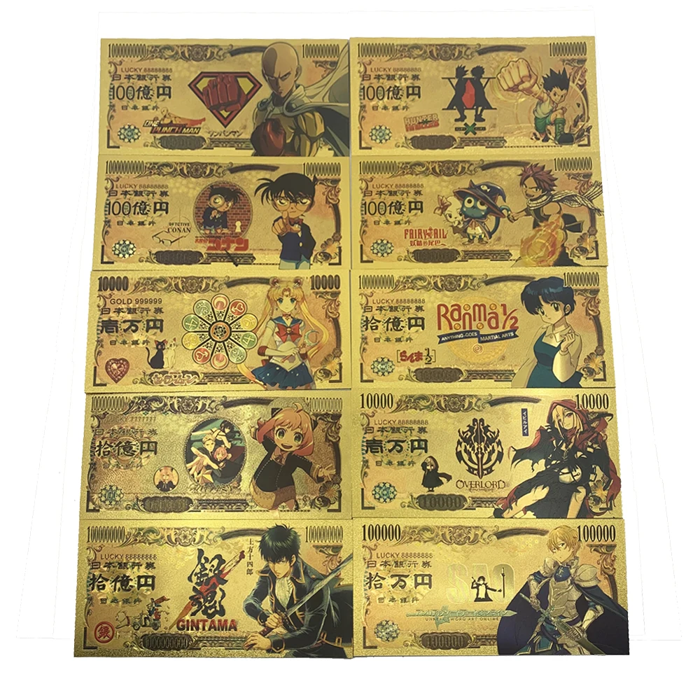 Different classical Japanese anime gold foil banknotes Hot Manga sets with envelopes for christmas gifts and memories collection
Different classical Japanese anime gold foil banknotes Hot Manga sets with envelopes for christmas gifts and memories collection