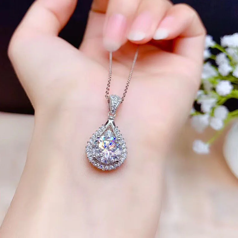 

Real Diamond Jewelry S925 Sterling Silver Necklace Gemstone Pendant Women Bijoux Femme Mujer Collares Silver 925 Jewelry Pendant