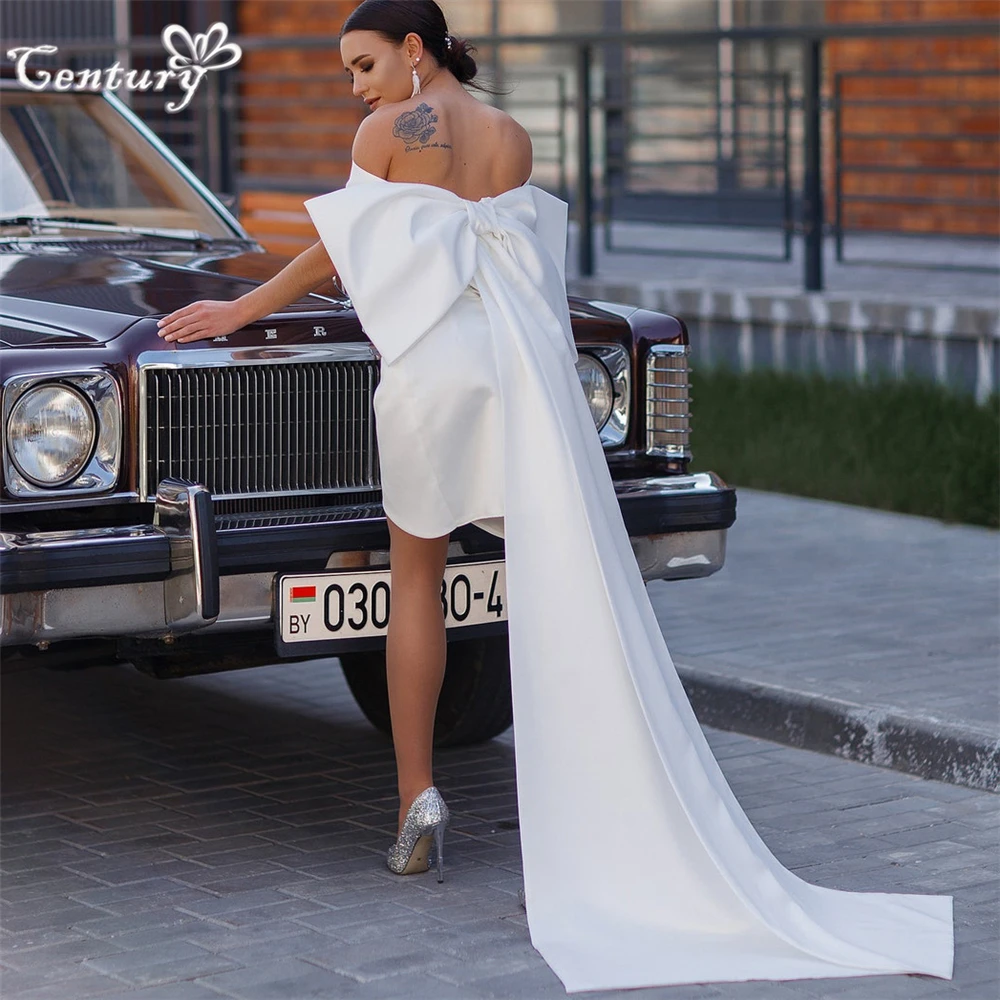 Satin Short Wedding Dress for Women 2023 Off Shoulder Bride Dress with Big Removable Bow Min Bridal Gowns Robe de Mariee
Satin Short Wedding Dress for Women 2023 Off Shoulder Bride Dress with Big Removable Bow Min Bridal Gowns Robe de Mariee