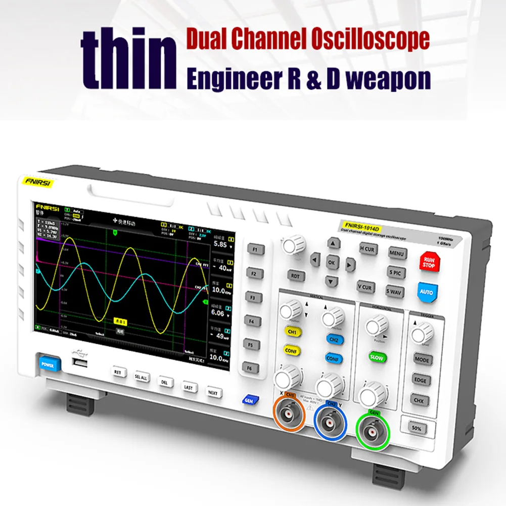 FNIRSI-1014D Digital Oscilloscope 2 In 1 Dual Channel Input Signal Generator 100MHz* 2 Ana-log Bandwidth 1GSa/s Sampling Rate
FNIRSI-1014D Digital Oscilloscope 2 In 1 Dual Channel Input Signal Generator 100MHz* 2 Ana-log Bandwidth 1GSa/s Sampling Rate