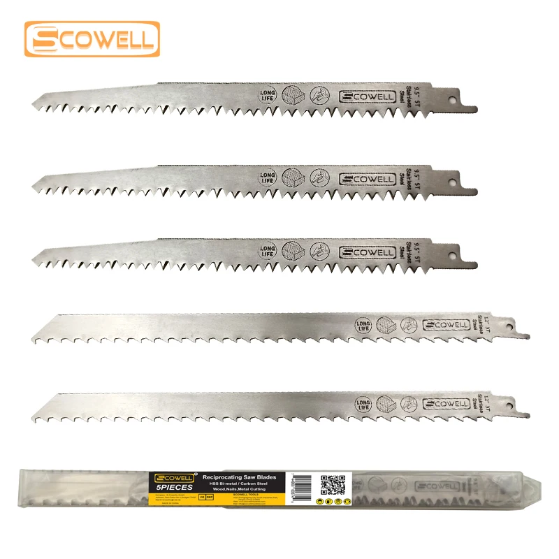 5 PCS Stainless Steel Recipe Sabre Saw Blades For Wood Meat Bone 3PCS 9 inch 5TPI and 2PCS 12 inch 3TPI Reciprocating Saw Blades
5 PCS Stainless Steel Recipe Sabre Saw Blades For Wood Meat Bone 3PCS 9 inch 5TPI and 2PCS 12 inch 3TPI Reciprocating Saw Blades