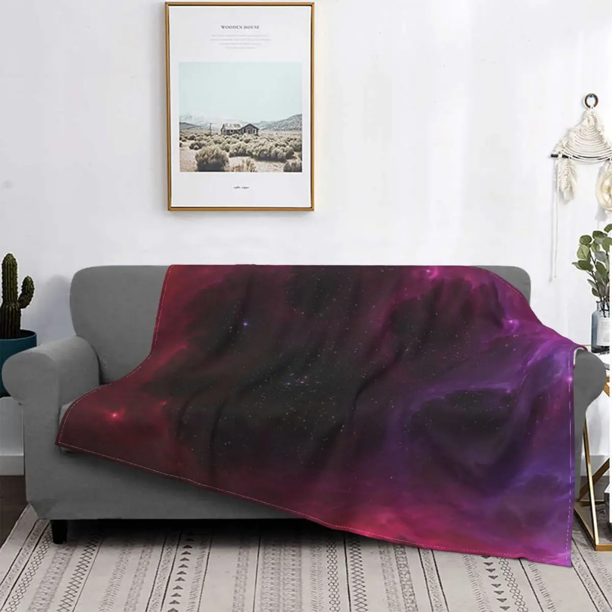 

Одеяло для ночного пространства Galaxy Star Sky, всесезонное портативное хлопковое покрывало из кораллового флиса для дивана