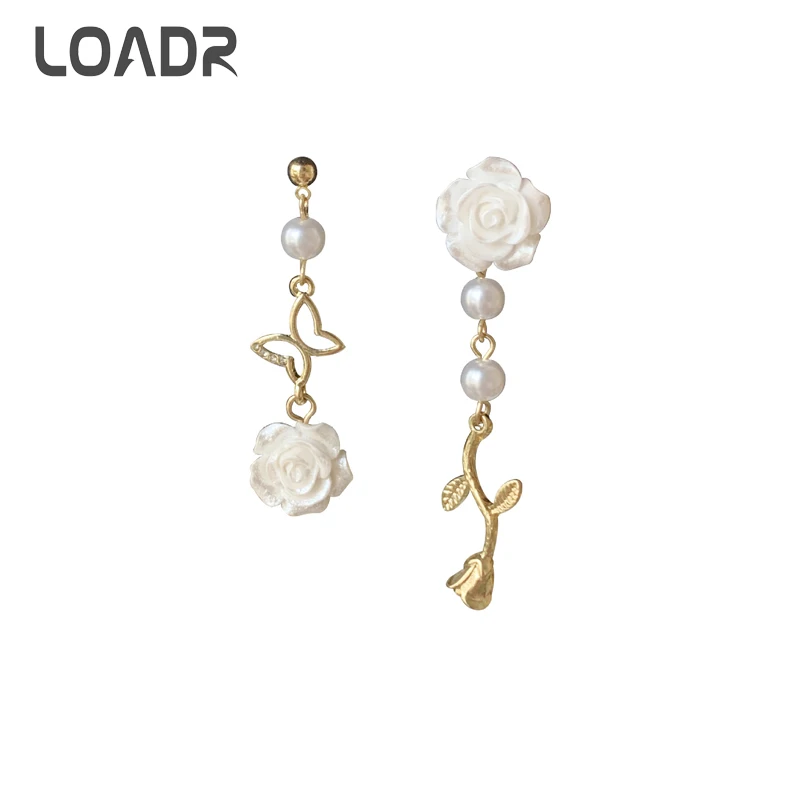 LOADR New Fashion White Rose Flower Drop Earring Luxury Brand Design Gold Butterfly Asymmetrical Wedding Earrings for Women
LOADR New Fashion White Rose Flower Drop Earring Luxury Brand Design Gold Butterfly Asymmetrical Wedding Earrings for Women