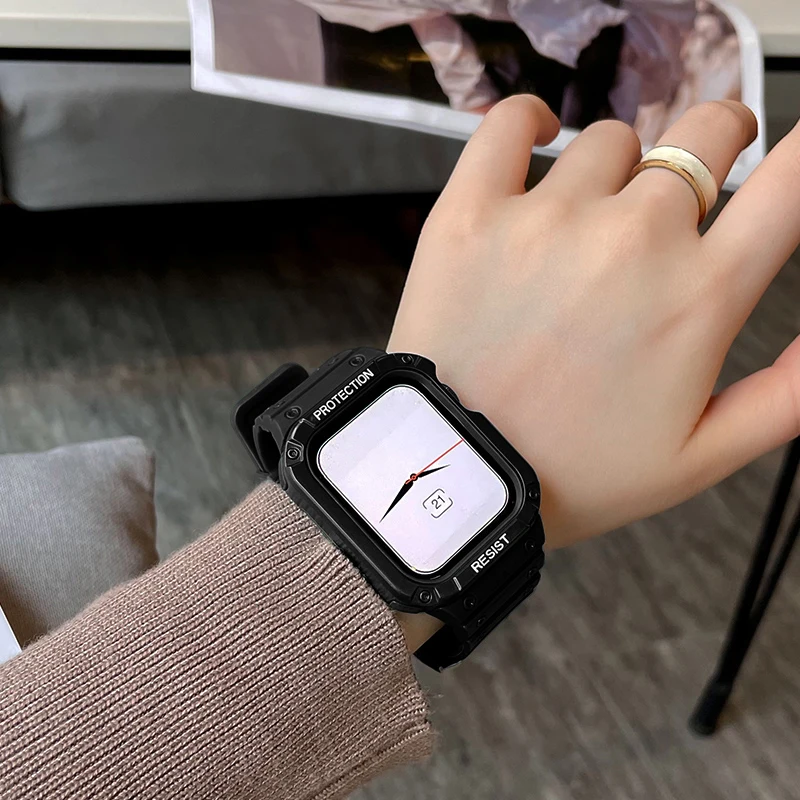 Чехол и ремешок для Apple Watch band 44 мм 40 мм 45 мм 41 мм 38 мм 42 мм, силиконовый браслет для наручных часов, аксессуары для iWatch series 3 4 5 6 se 7
Чехол и ремешок для Apple Watch band 44 мм 40 мм 45 мм 41 мм 38 мм 42 мм, силиконовый браслет для наручных часов, аксессуары для iWatch series 3 4 5 6 se 7