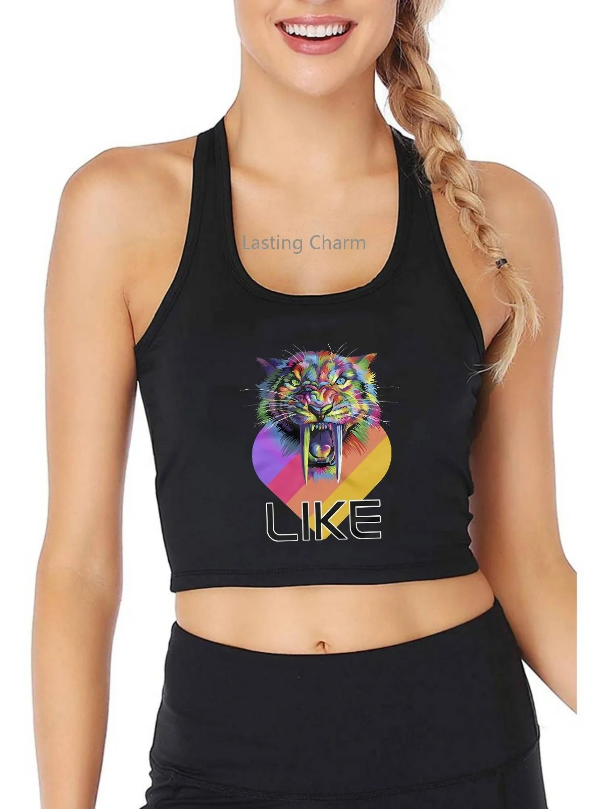 Colorful saber-toothed Tiger Pattern Printing Tank Top Women's Yoga Sports Workout Crop Top Gym Tops
Colorful saber-toothed Tiger Pattern Printing Tank Top Women's Yoga Sports Workout Crop Top Gym Tops