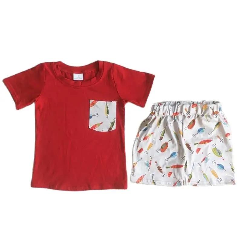A13-12 New Boys Red Ocean Fishhook Pocket T-Shirt Shorts Summer Set Kids Children Boutique Wholesale Outfits Casual Style
A13-12 New Boys Red Ocean Fishhook Pocket T-Shirt Shorts Summer Set Kids Children Boutique Wholesale Outfits Casual Style