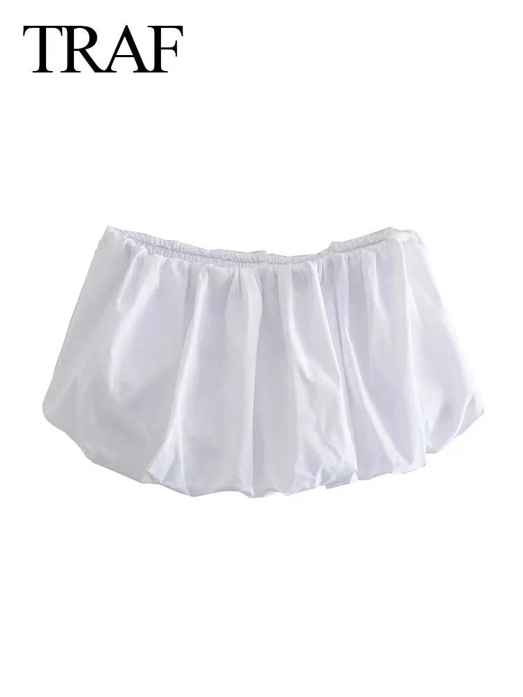 TRAF Elegant Sexy Strapless Female Corset Solid Color White Pleated Tube Top Elastic Waistless Short Vest Summer Women Wear
TRAF Elegant Sexy Strapless Female Corset Solid Color White Pleated Tube Top Elastic Waistless Short Vest Summer Women Wear